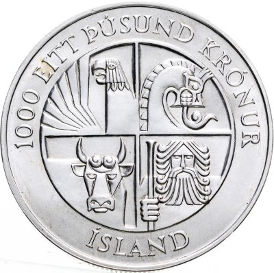 купить Исландия 1000 крон (kronur) 1974 "1100 лет первым поселенцам"