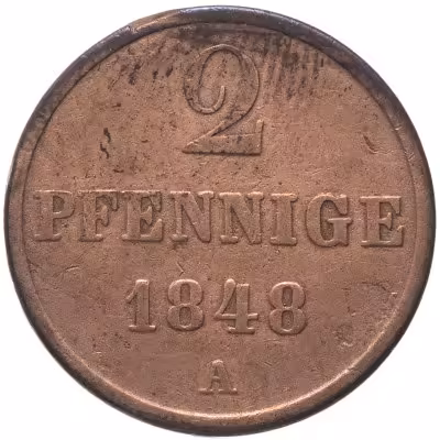 купить Германия, Ганновер 2 пфеннига 1848