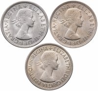 Купить Великобритания набор из 3-х монет 2 шиллинга (1953, 1962, 1967)