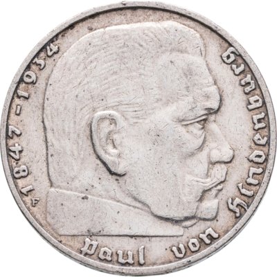купить Германия, Третий рейх, 2 рейхсмарки 1938 F Рейхспрезидент Германии Пауль фон Гинденбург