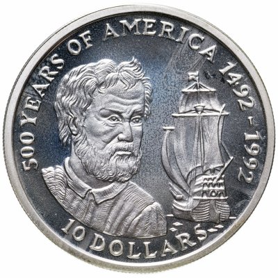 купить Острова Кука 10 долларов 1990 "500 лет открытия Америки Парусник"