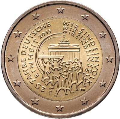купить Германия 2 евро (euro) 2015 F "25 лет объединению Германии"