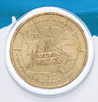 купить Австралия 1 доллар (dollar) 2007 Международный полярный год в буклете