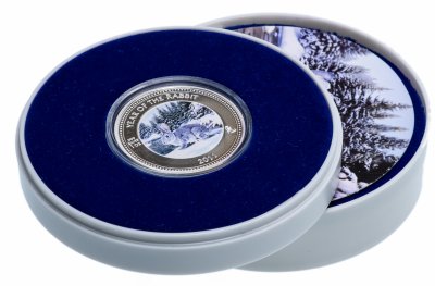 купить Острова Питкэрн 2 доллара 2011 Proof "Год кролика - лунный календарь" в футляре с сертификатом