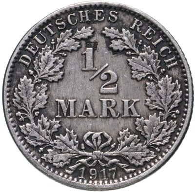 купить Германия 1/2 марки (mark) 1917 J знак монетного двора: "J" - Гамбург