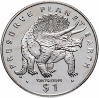 купить Эритрея 1 доллар (dollar) 1993 "Берегите планету Земля - Динозавр Трицератопс"