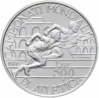 купить Италия 500 лир 1987 "Чемпионат мира по лёгкой атлетике '87"
