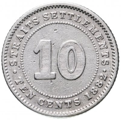 купить Стрейтс Сетлментс 10 центов (cents) 1882