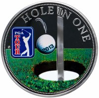 Купить острова Кука 5 долларов 2013 "Гольф PGA tour", в футляре с сертификатом