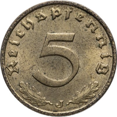 купить Германия (Третий Рейх) 5 рейхспфеннигов 1937 "J"