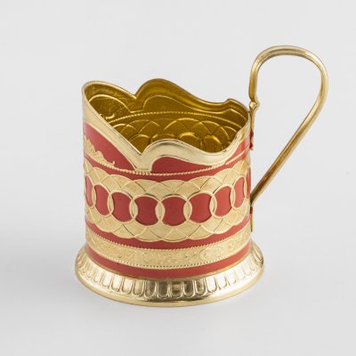 купить Подстаканник "Кольца", алюминий, холодная эмаль, Казаковский завод художественных изделий, СССР, 1960-1970 гг.