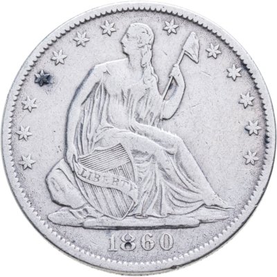 купить США 50 центов (1/2 доллара, half dollar) 1860 O Seated Liberty Half Dollar знак монетного двора: "O" - Новый Орлеан