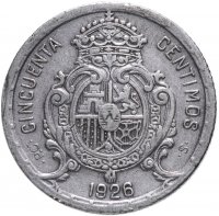 Купить Испания 50 сентимо (centimos) 1926
