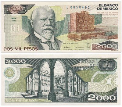 купить Мексика 2000 песо 1989 год