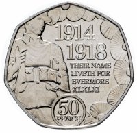 купить Остров Мэн 50 пенсов 2018 "100 лет окончанию Первой Мировой войны"