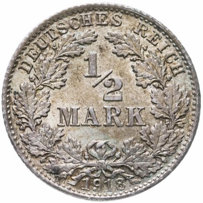 купить Германия (Германская Империя) 1/2 марки 1918 "D"
