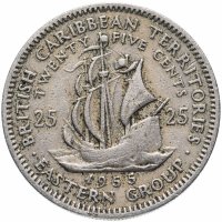 купить Восточные Карибы 25 центов (cents) 1955-1965, случайная дата