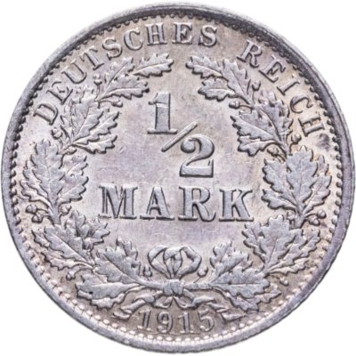 купить Германия 1/2 марки (mark) 1915 знак монетного двора: "А" - Берлин