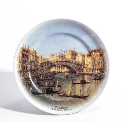 купить Тарелка настенная сувенирная с видами Италии "Canaletto. Venezia-Rialto", фарфор, деколь, Италия, 1990-2000 гг.