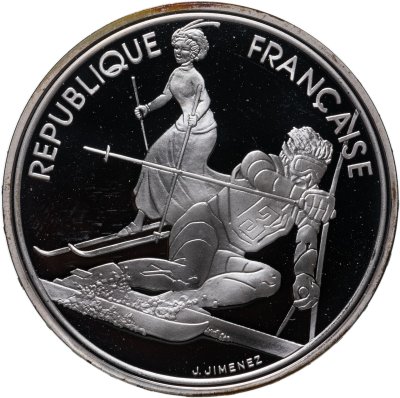 купить Франция 100 франков (francs) 1990 XVI зимние Олимпийские Игры, Альбервиль 1992 - Слалом