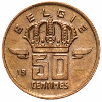 купить Бельгия 50 сантимов 1964- 1998 гг. Надпись на голландском - 'BELGIE'