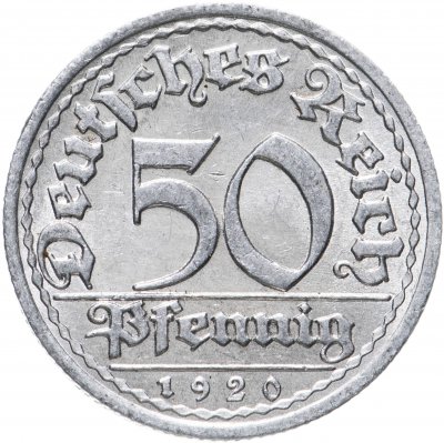 купить Германия, Веймарская республика 50 пфеннигов (pfennig) 1920-1922, случайный год
