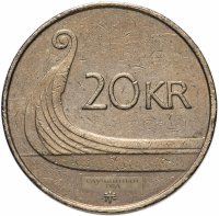 Купить Норвегия 20 крон (kroner) 1994-2009, случайная дата