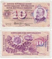 купить Швейцария 10 франков 1959 (Pick 45е(3))