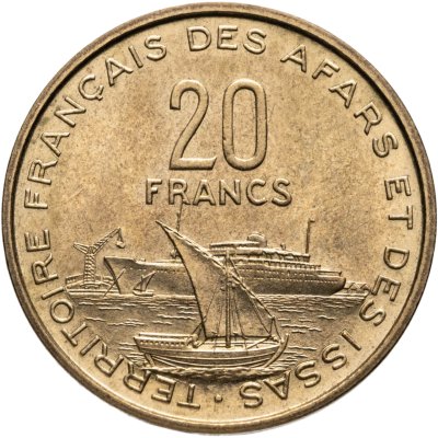 купить Афары и Исса 20 франков (francs) 1968 пробник ESSAI