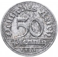 Купить Германия (Веймарская республика) 50 пфеннигов (pfennig) 1921
