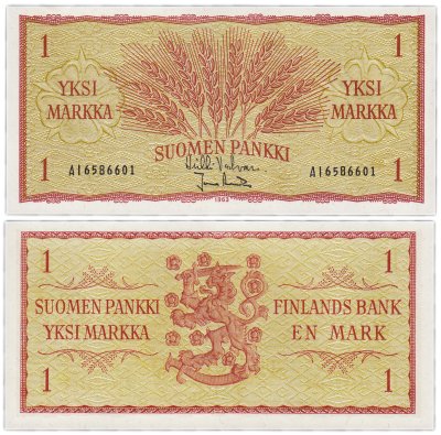 купить Финляндия 1 марок 1963 (Pick 98а)
