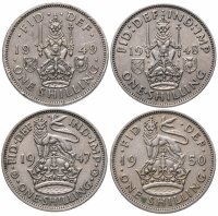 Купить Великобритания набор из 4-х монет 1 шиллинг 1947-1950