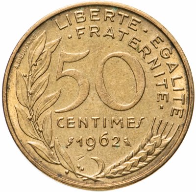 купить Франция 50 сантимов (centimes) 1962