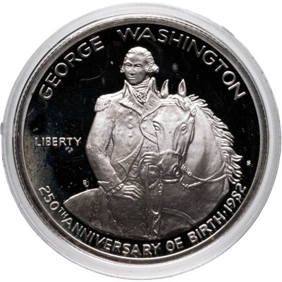 купить США 1/2 доллара 1982 "250 лет со дня рождения Джорджа Вашингтона" в футляре
