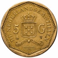 Купить Нидерландские Антильские острова 5 гульденов (gulden) 1998-2013