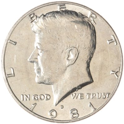 купить США 50 центов (1/2 доллара, half dollar) 1981 D Kennedy Half Dollar (Кеннеди) знак монетного двора "D" - Денвер