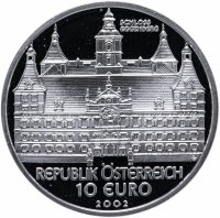 Купить Австрия 10 евро 2002 "Замок Эггенберг" в футляре с сертификатом