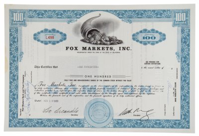 купить Акция США FOX MARKETS, INC., 1963 г.