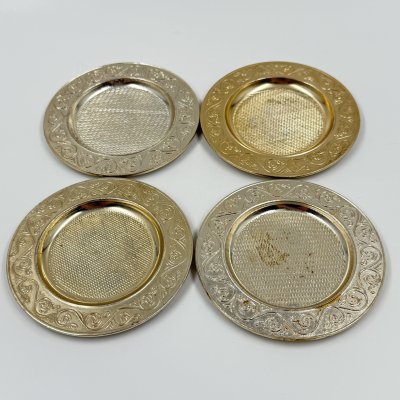 купить Набор из 4-х подставок для стаканов с рельефным декором, металл, СССР, 1960-1980 гг.
