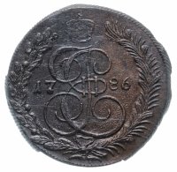 купить 5 копеек 1786 КМ, в слабе PCGS MS62 BN