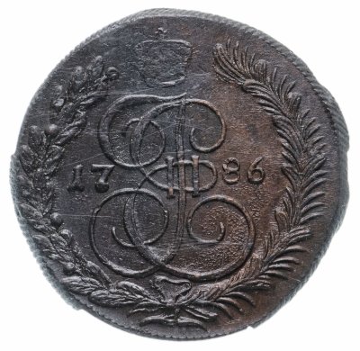 купить 5 копеек 1786 КМ, в слабе PCGS MS62 BN