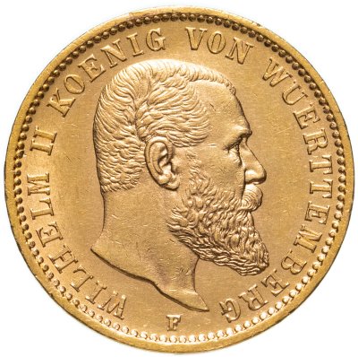 купить Германская империя, Вюртемберг 20 марок (mark) 1900 Знак монетного двора: "F" - Штутгарт, с портретом императора Вильгельма II