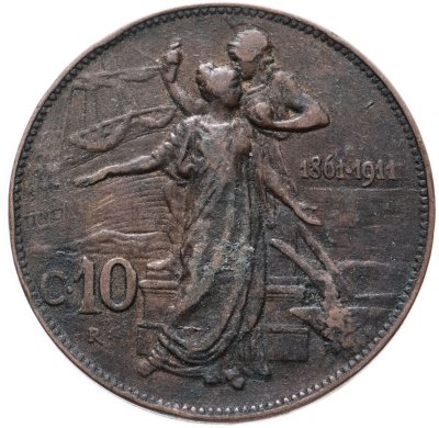 купить Италия 10 чентезимо (centesimi) 1911 50 лет Королевству