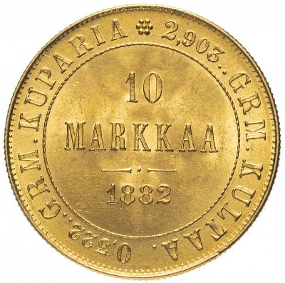 купить Финляндия 10 марок (markkaa) 1882 , Биткин №229
