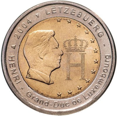 купить Люксембург 2 евро (euro) 2004 "Портрет и монограмма герцога Люксембурга Анри Нассау"