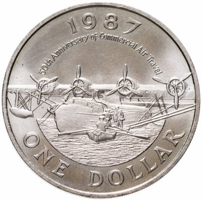 купить Бермуды 1 доллар (dollar) 1986 "50 лет коммерческой авиации"