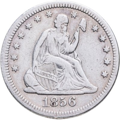 купить США 25 центов (квотер, 1/4 доллара, quarter dollar) 1856 Seated Liberty Quarter Без отметки монетного двора