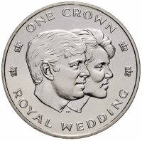 Купить Тёркс и Кайкос 1 крона (crown) 1986 "Свадьба Принца Эндрю и Сары Маргарет Фергюсон"
