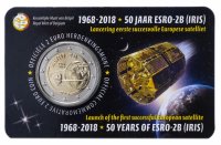 купить Бельгия 2 евро 2018 "50-летие запуска первого европейского спутника ESRO 2B", в блистере