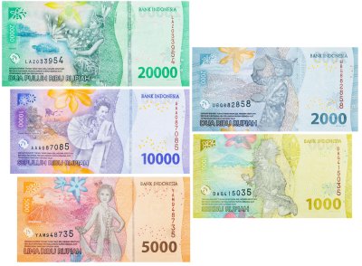 купить Индонезия - набор (5 банкнот) - 1000, 2000, 5000, 10000 и 20000 рупий 2022 "Национальные Танцы Индонезии"